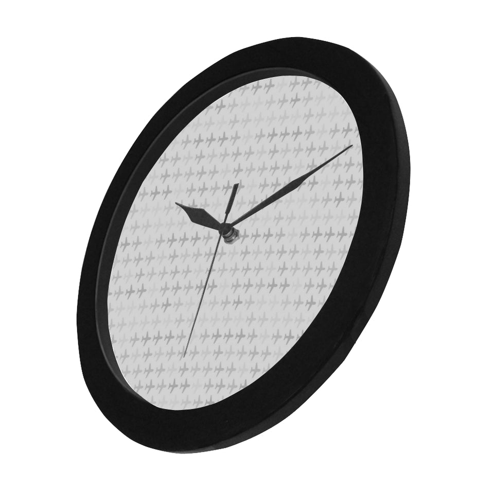 Airplane print pattern Elegant Black Wall Clock