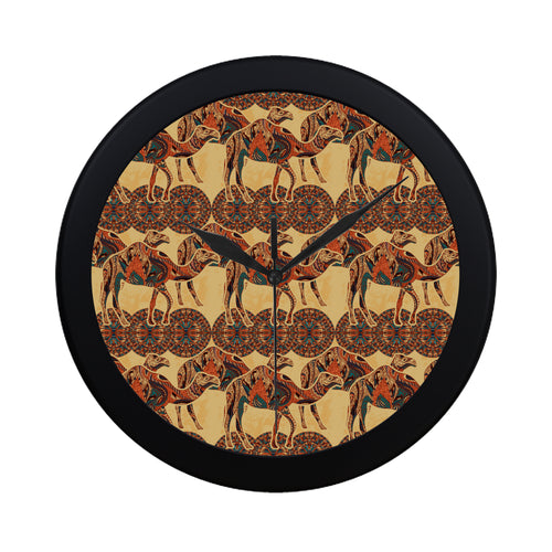 Camel polynesian tribal design pattern Elegant Black Wall Clock