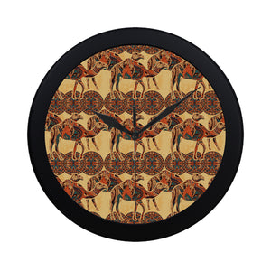 Camel polynesian tribal design pattern Elegant Black Wall Clock