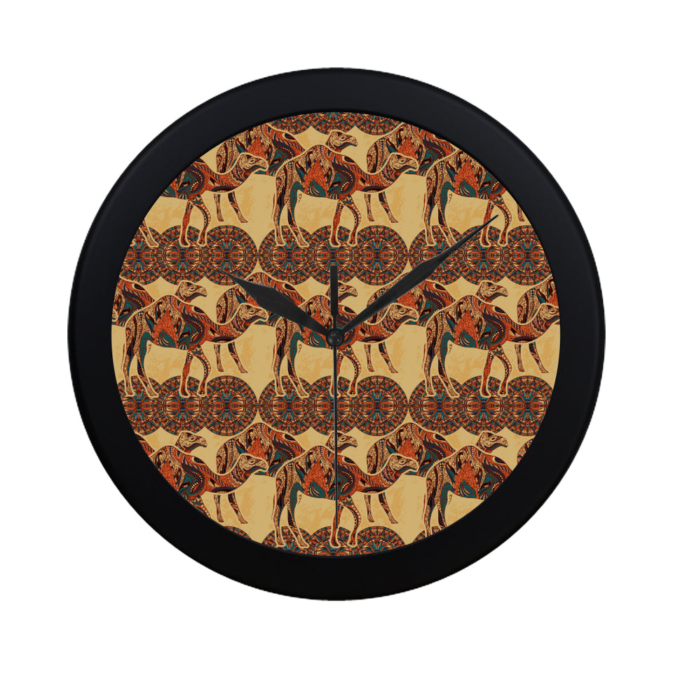 Camel polynesian tribal design pattern Elegant Black Wall Clock