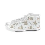 Cute Rhino pattern background Men's High Top Canvas Shoes White