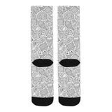 Cartoon hand drawn ice cream black white Crew Socks