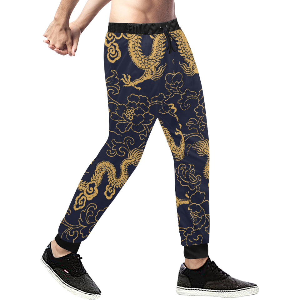 Gold dragon pattern Unisex Casual Sweatpants