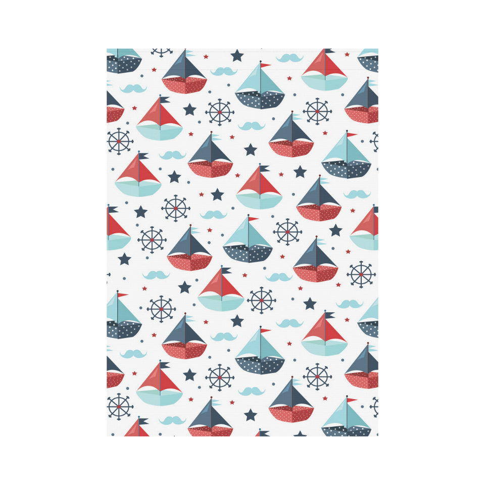 Cute color paper sailboat pattern House Flag Garden Flag