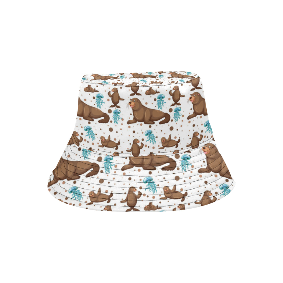 sea lion Seals jellyfish pattern Unisex Bucket Hat