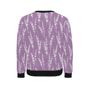 Lavender flowers purple pattern Men's Crew Neck Sweatshirt