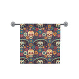 Sugar skulls flower maxican pattern Bath Towel