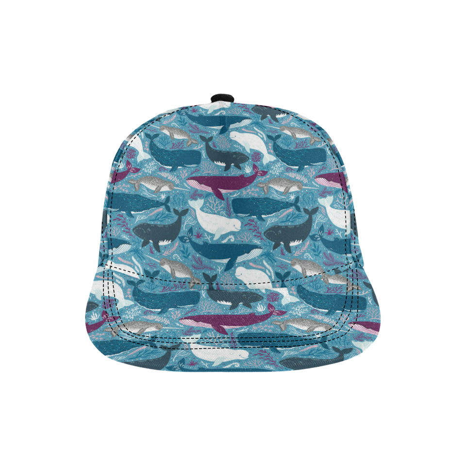 Whale design pattern All Over Print Snapback Cap