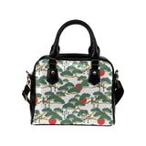 Bonsai red sun japanese pattern Shoulder Handbag