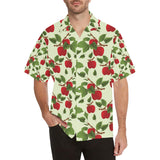 Red apples leaves pattern Men's All Over Print Hawaiian Shirt