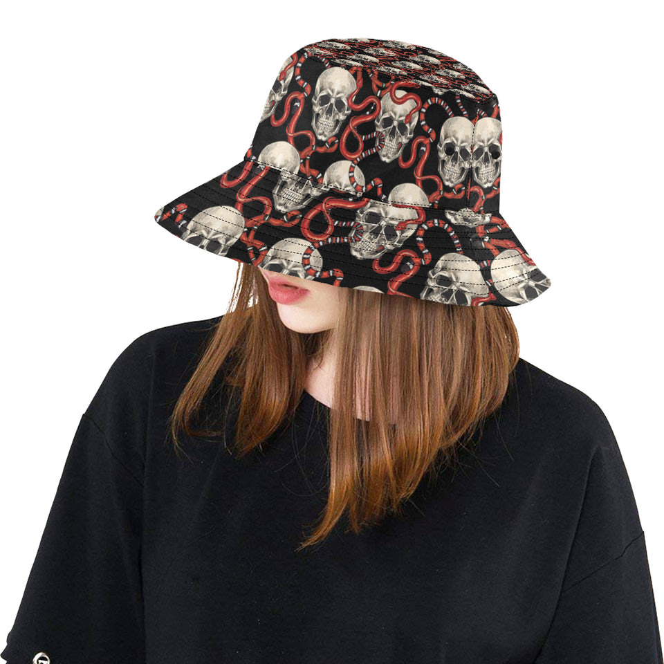 Red snake skull pattern Unisex Bucket Hat