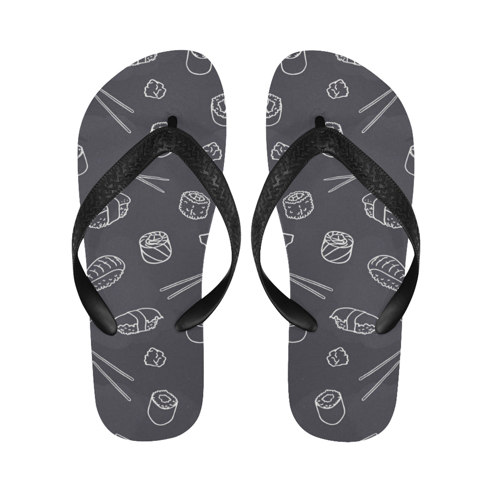 sushi pattern black background Unisex Flip Flops