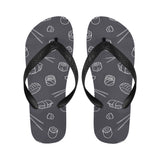 sushi pattern black background Unisex Flip Flops