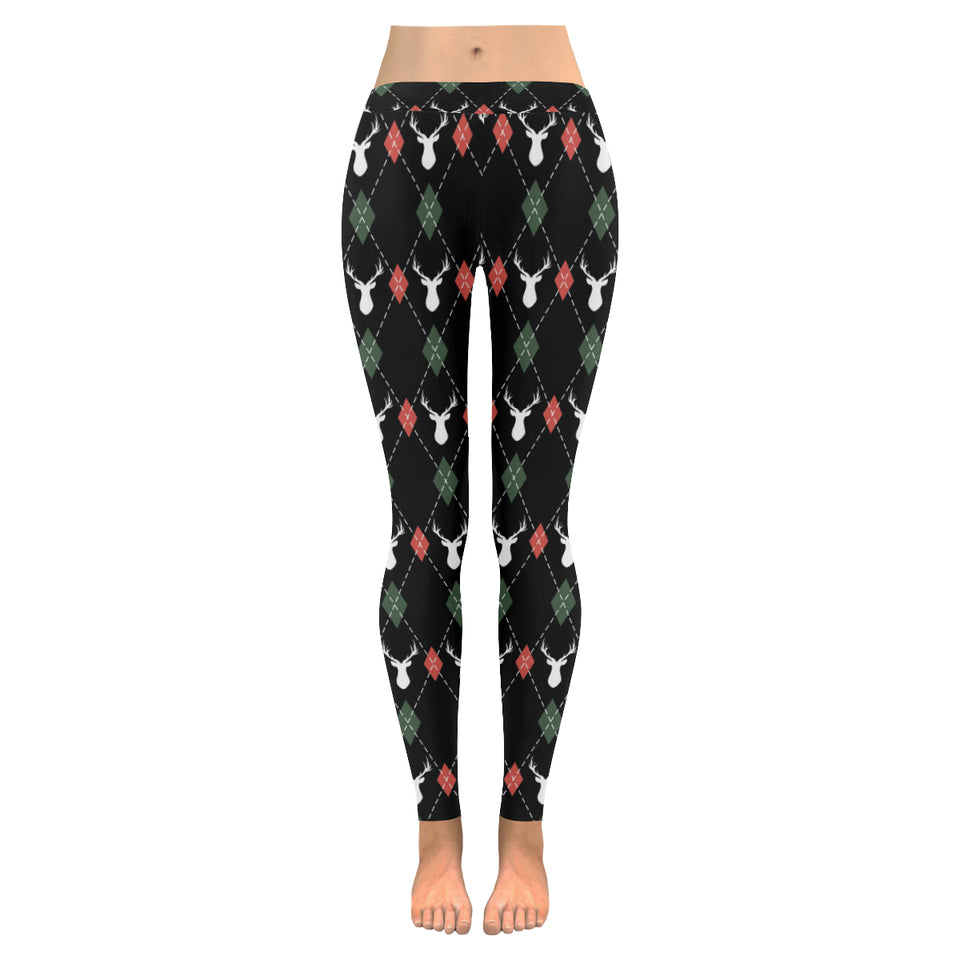 Deer Christmas new year pattern argyle Women's Legging Fulfilled In US