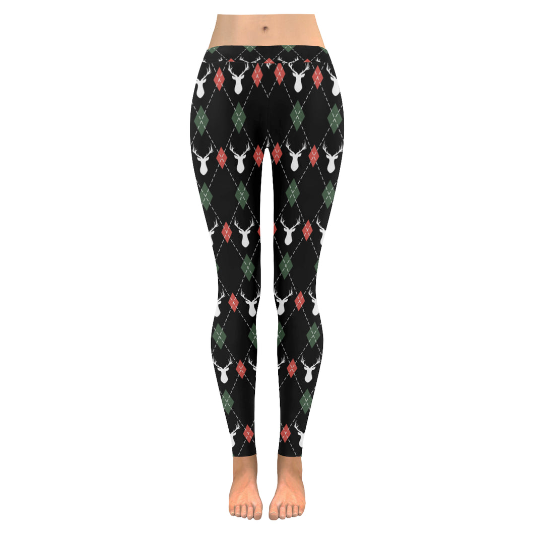 Deer Christmas new year pattern argyle Women's Legging Fulfilled In US