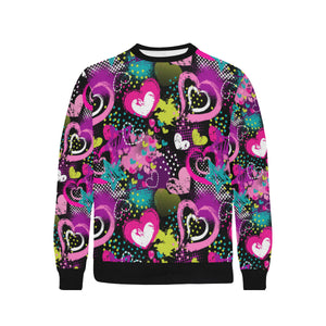 heart dot wave star creative design pattern Men's Crew Neck Sweatshirt