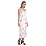 Sushi pattern V-Neck Open Fork Long Dress