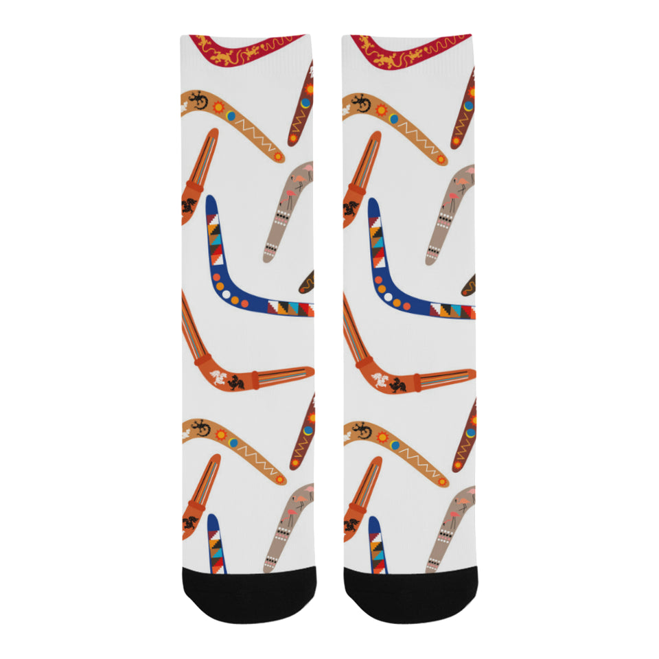 Boomerang Australian aboriginal ornament pattern Crew Socks