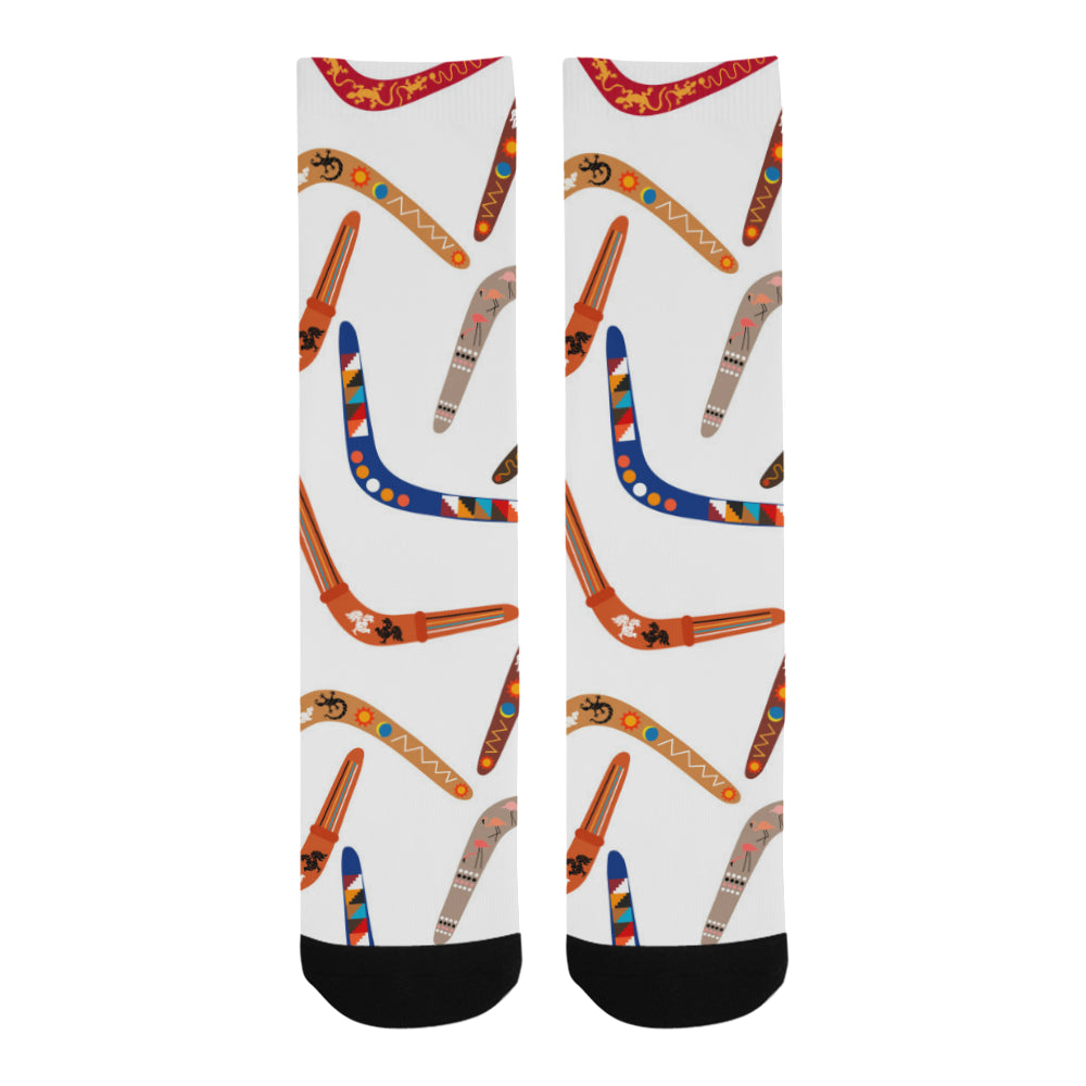 Boomerang Australian aboriginal ornament pattern Crew Socks
