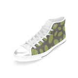 Hop pattern black background Women's High Top Canvas Shoes White