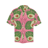 Avocado slices leaves pink back ground Men's All Over Print Hawaiian Shirt