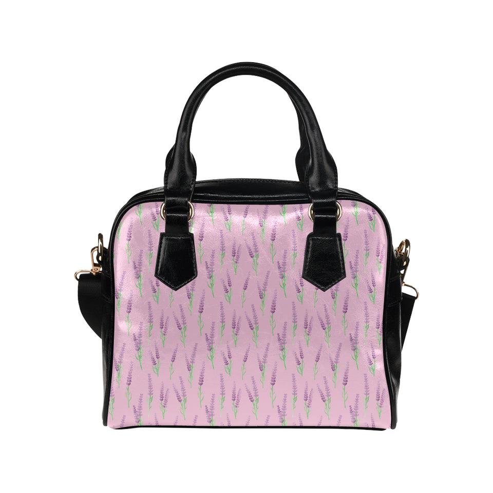 Lavender pattern pink background Shoulder Handbag