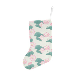Pink lotus waterlily leaves pattern Christmas Stocking