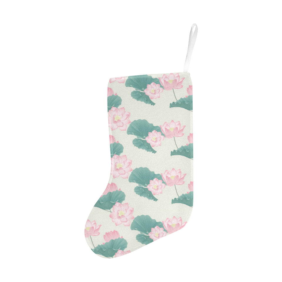 Pink lotus waterlily leaves pattern Christmas Stocking