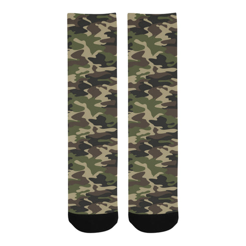 Dark Green camouflage pattern Crew Socks