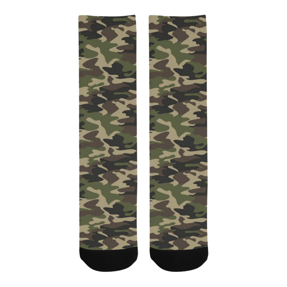 Dark Green camouflage pattern Crew Socks