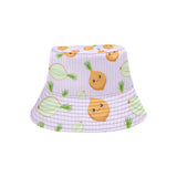 cute onions smiling faces purple background Unisex Bucket Hat