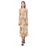 Various cookie pattern V-Neck Open Fork Long Dress