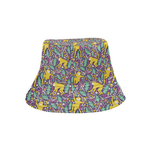 Cute yellow monkey leaves pattern Unisex Bucket Hat