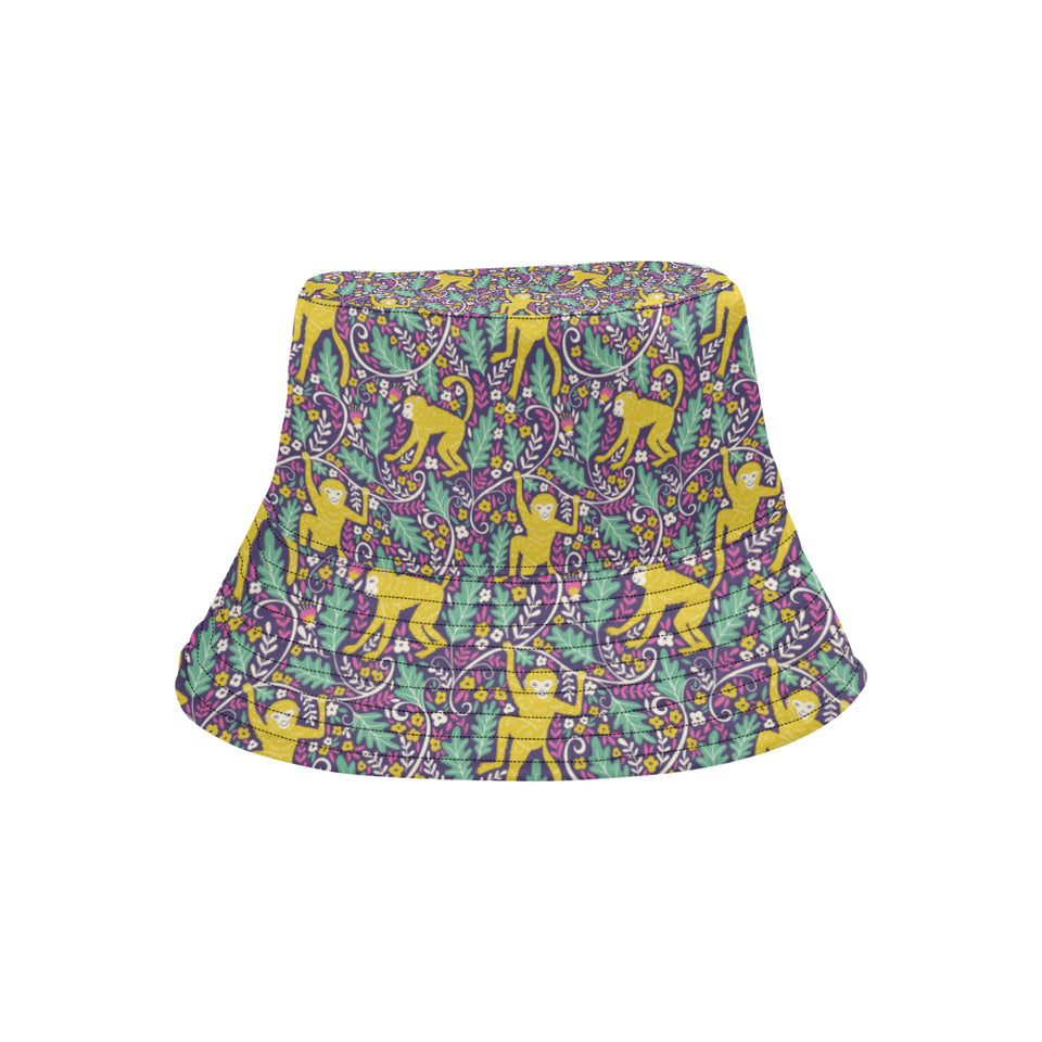 Cute yellow monkey leaves pattern Unisex Bucket Hat