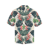 heliconia flowers, palm and monstera leaves Men's All Over Print Hawaiian Shirt