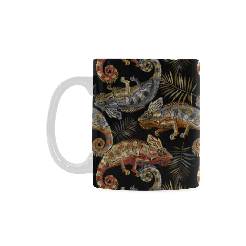 Chameleon lizard tropical leaves palm tree Classical White Mug (Fulfilled In US)