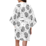 Hand drawn french fries pattern Women's Short Kimono Robe