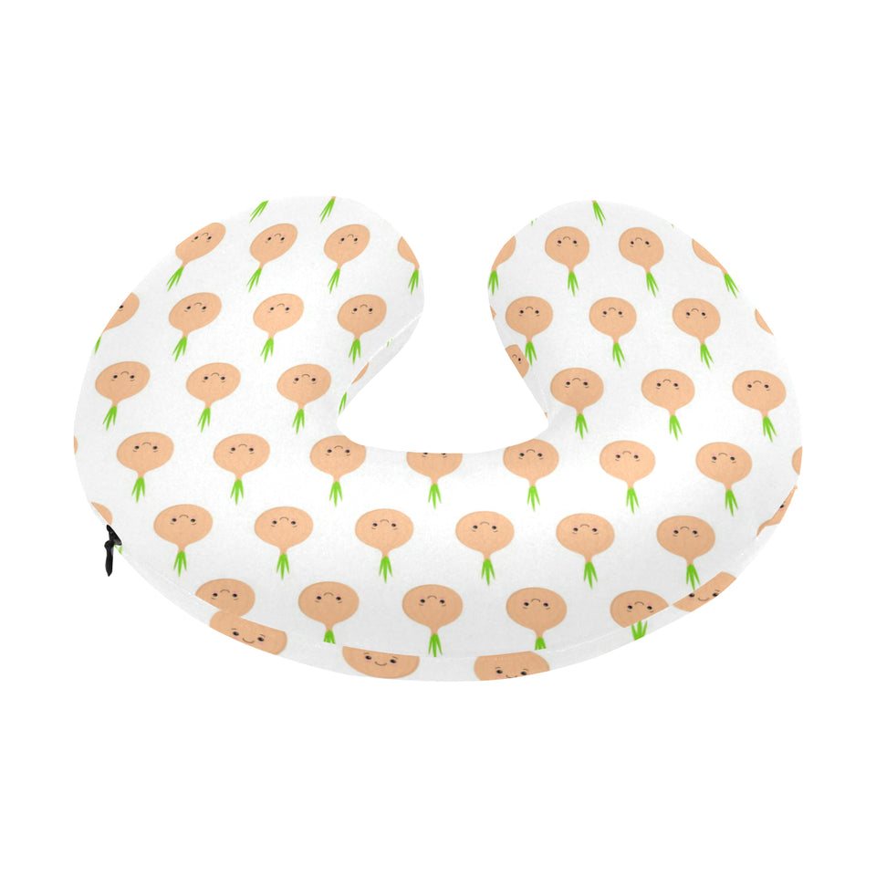 cute onions smiling faces U-Shaped Travel Neck Pillow