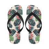 heliconia flowers, palm and monstera leaves Unisex Flip Flops