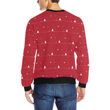 Christmas tree star snow red background Men's Crew Neck Sweatshirt