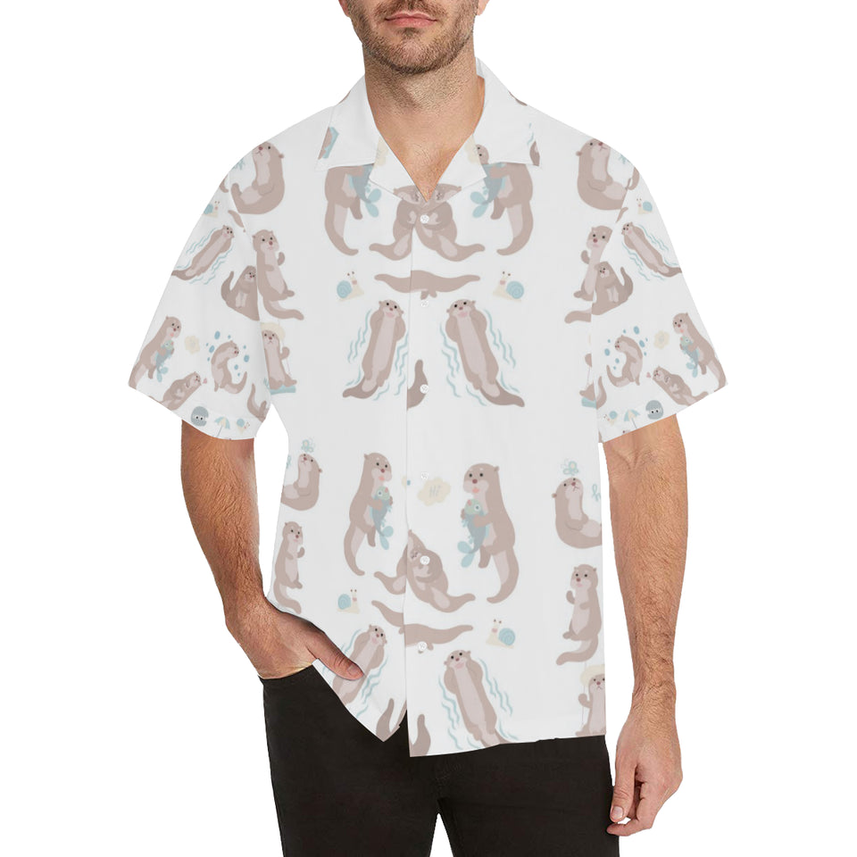 Cute sea otters pattern Men's All Over Print Hawaiian Shirt