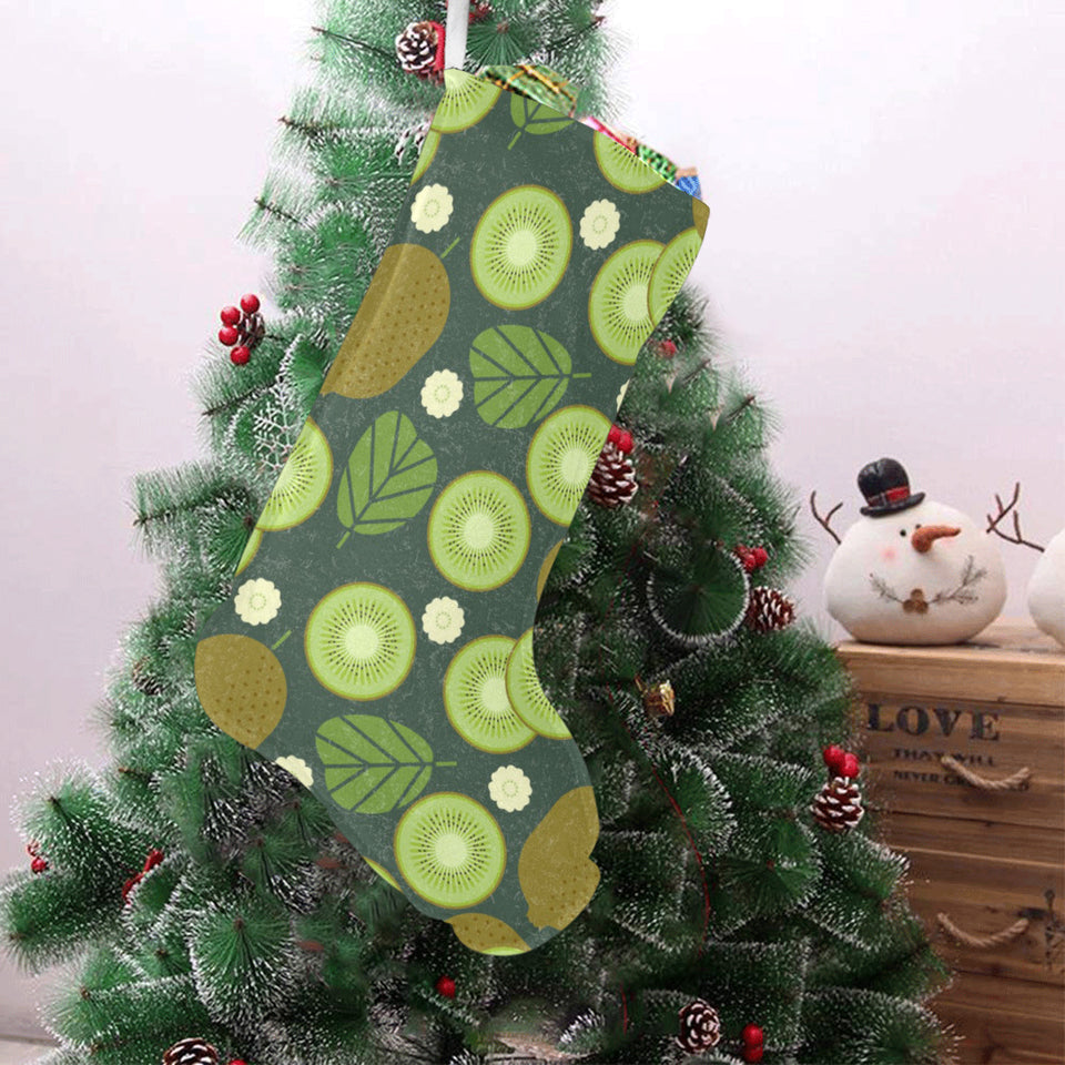 Whole sliced kiwi leave and flower Christmas Stocking