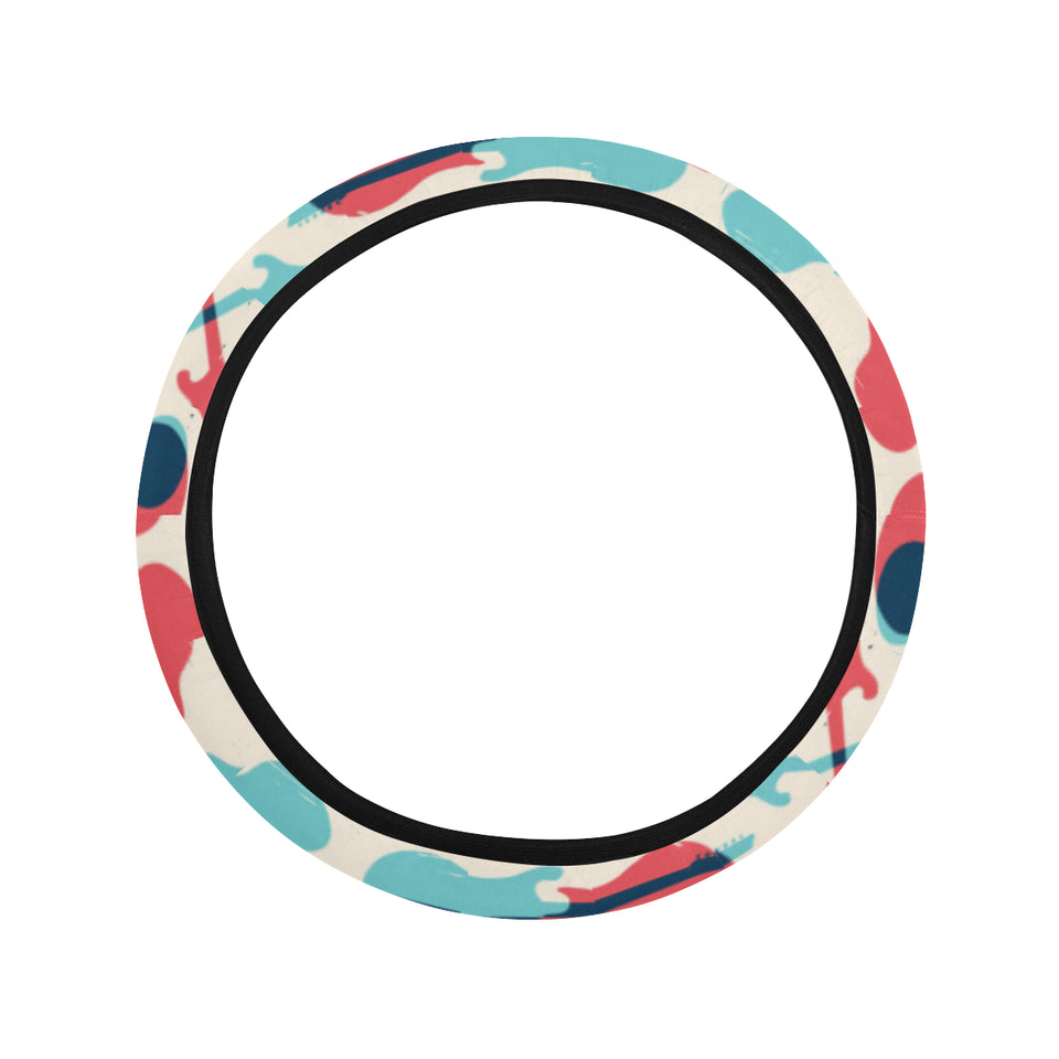 Red Blue guitar pattern Car Steering Wheel Cover
