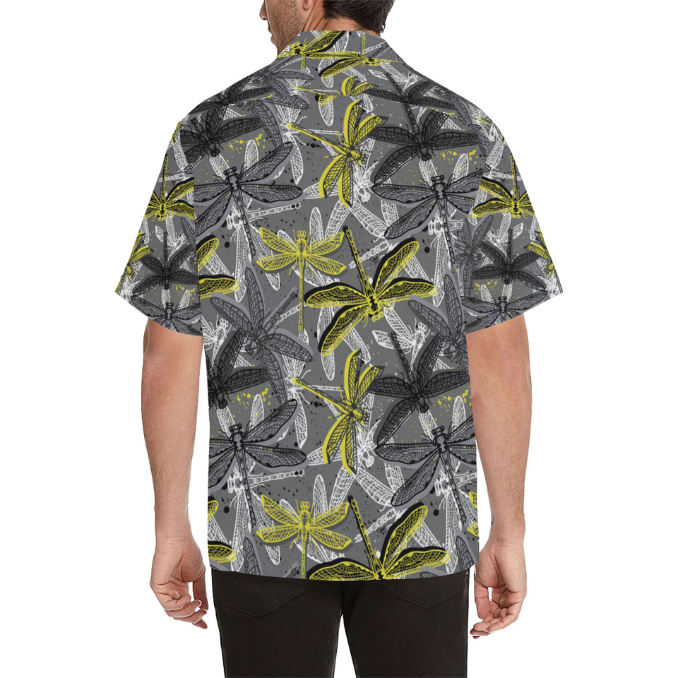 Hand drawn dragonfly pattern Men's All Over Print Hawaiian Shirt