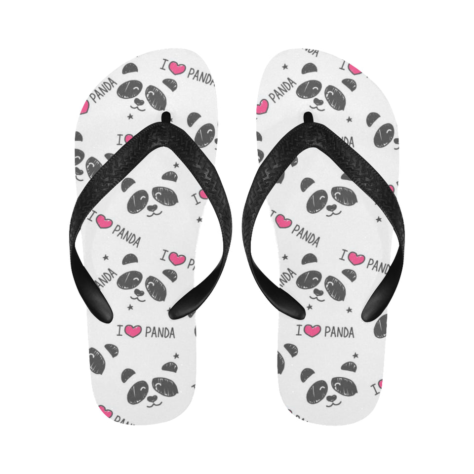 Hand Drawn faces of pandas pattern Unisex Flip Flops