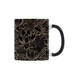 luxurious gold lotus waterlily black background Morphing Mug Heat Changing Mug