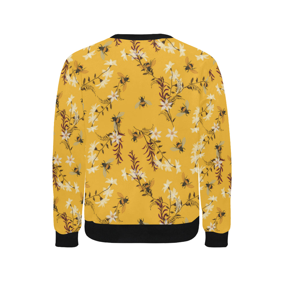 Bee flower pattern Men's Crew Neck Sweatshirt