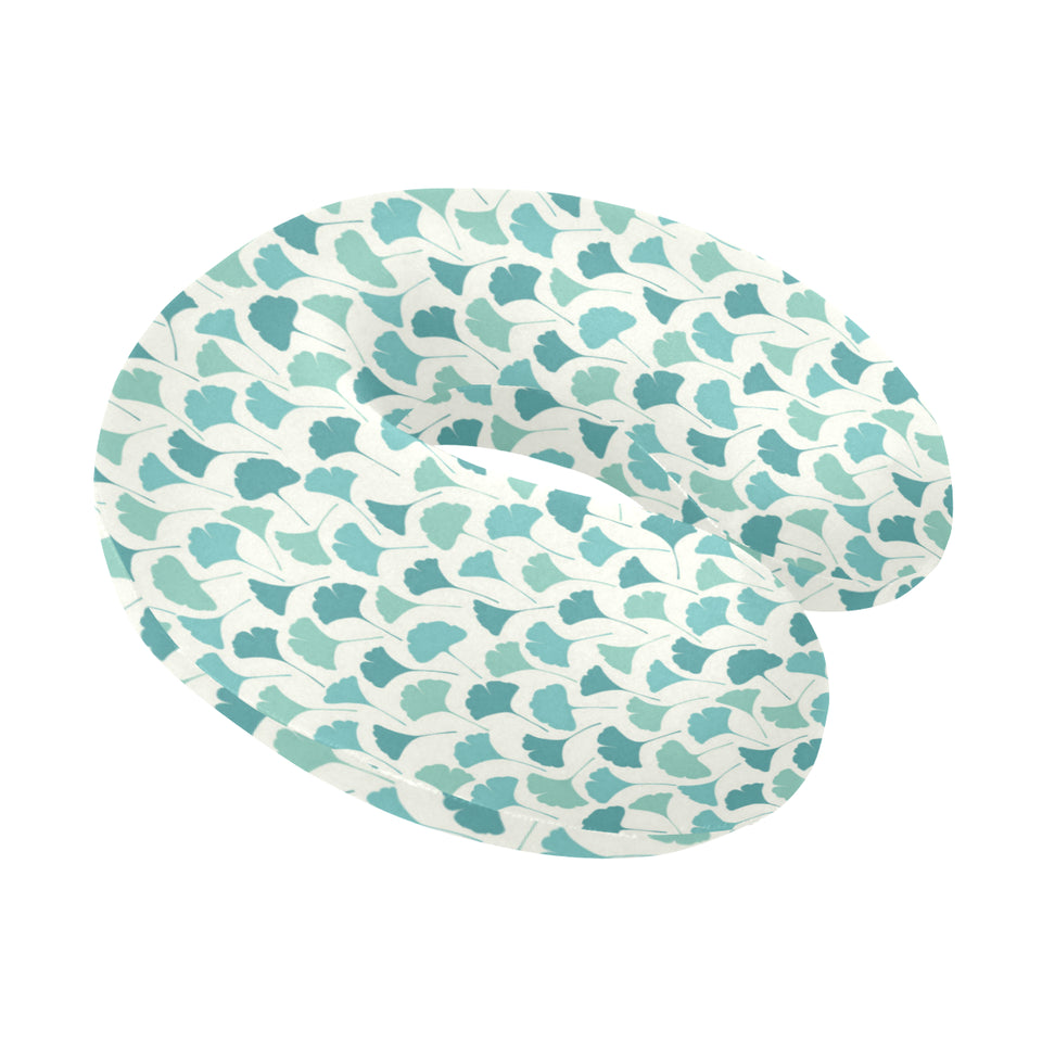 Green ginkgo leaves pattern U-Shaped Travel Neck Pillow