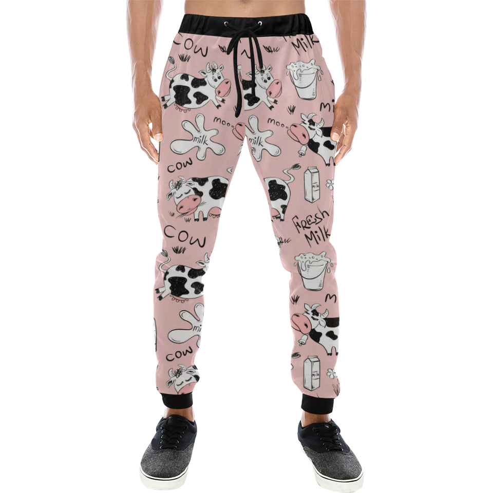 Cows milk product pink background Unisex Casual Sweatpants