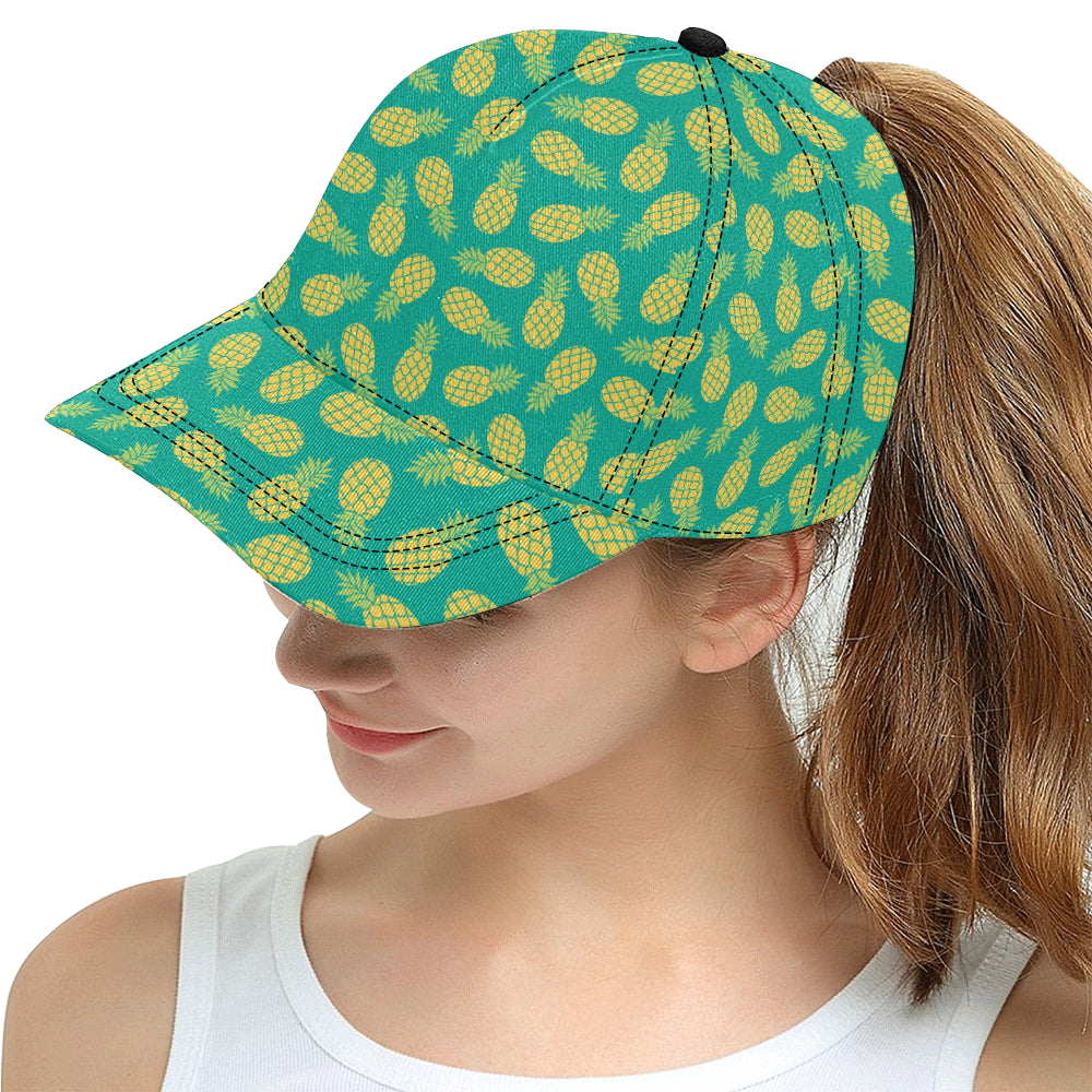 Pineapples pattern green background All Over Print Snapback Cap